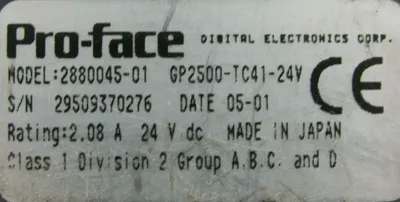 USED PRO-FACE 2880045-01 OPERATOR INTERFACE GP2500-TC41-24V 288004501