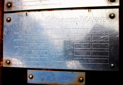 (3) Krauss-Maffei SZ 90-1-L pusher centrifuges, 316SS.
