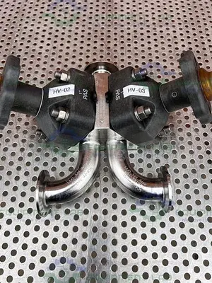 USED ITT PURE FLO 1-316L-RA20MAX 3 - WAY DIAPHRAGM VALVE W/ 1" SANITARY FITTING