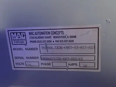 USED MAC AUTOMATION CONCEPTS PESS06.512WCT03.01R15E21