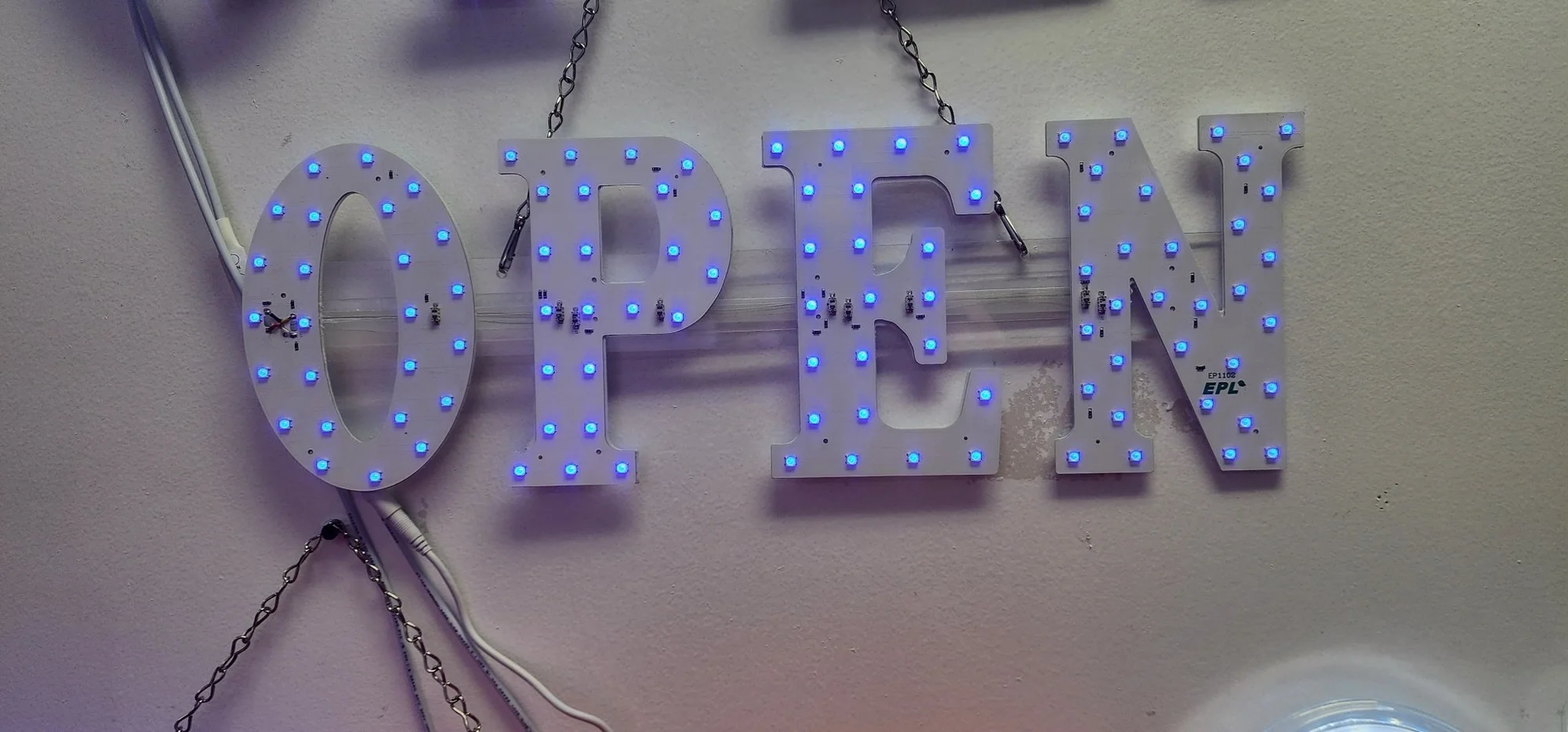 New | in-Stock Falcon Restaurant Supply Open Mini LED Sign, RGBW WAVE EFFECT, 7X21" Retail Store Fixtures Illinois US | Falcon Restaurant Supply #1375511