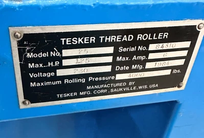 TESKER 25 THREAD ROLLER - RETROFITTED W/ SER