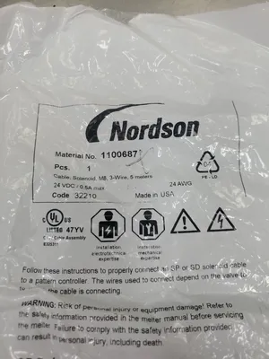 Nordson 1100687 Solenoid Valve M8 Cable, 24VDC 0.5A. 5E-31