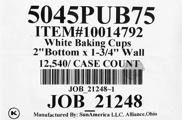 NEW, in-the-box — White Baking Cups, 2" Bottom x 1¾