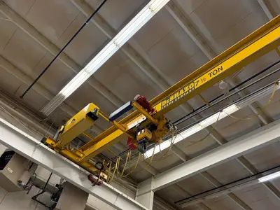 7.5 TON x 27' DESHAZO SINGLE GIRDER TOP RUNNING BRIDGE CRANE WITH STREET UNDERSLUNG HOIST: YOBRO 24991