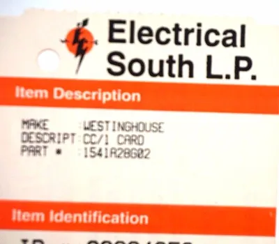 WESTINGHOUSE 1541A28-G02 CIRCUIT CARD 1541A28G02