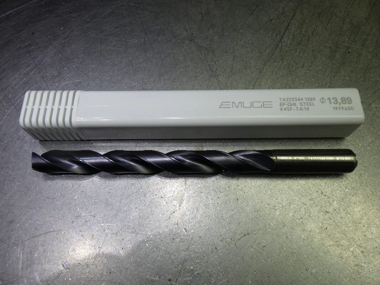 Emuge 35/64" Coolant Thru 8xD Carbide Drill 14mm Shank TA223344.1389 (LOC1989A)