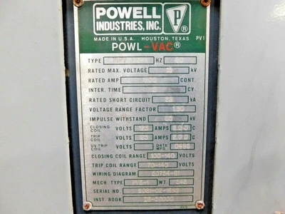 Used Powell 15PV750-1 Circuit Breakers Ohio US | Equipment Recovery Corp. #1329778