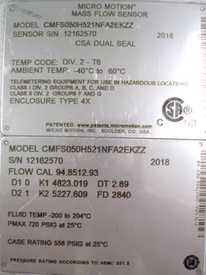 USED Micro Motion CMFS050 H521NFA2EKZZ