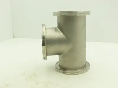 Pfeiffer Nor-Cal 3TISO100OF 4" Vacuum Tube ISO-K Flanged Pipe Tee 304 Stainless