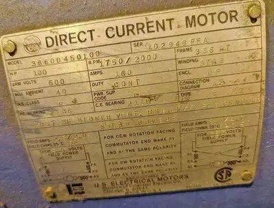 Motor, DC, 100 HP