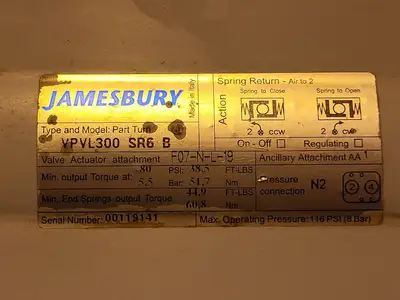 New | in-Stock JAMESBURY VPVL300 SR6-B Electric Motor Driven Actuators British Columbia CA | Lenmark #255272