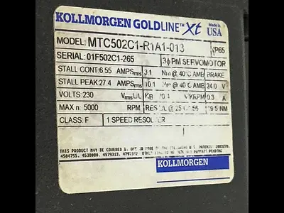 USED KOLLMORGEN GOLDLINE XT MTC502C1-R1A1-013