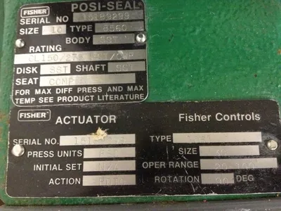 Fisher type 8560 Butterfly Valve size 10"
