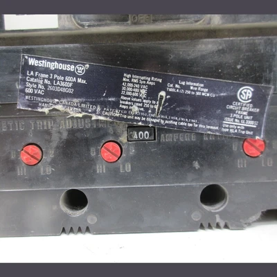 Westinghouse LA Frame 600 Amp Breaker