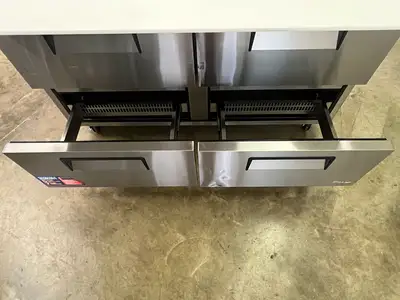 Used Turbo Air Used 60" Turbo Air TST-60SD-24-D4-N 4 Drawer Refrigerated Prep Table 120V - WO1 Food Prep Tables Illinois US | Falcon Restaurant Supply #1375243