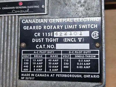 Used CANADIAN GENERAL ELECTRIC CR115E Switchgears British Columbia CA | Lenmark #1434247
