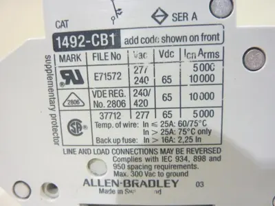 USED ALLEN BRADLEY 1492-CB1/G010 SER A