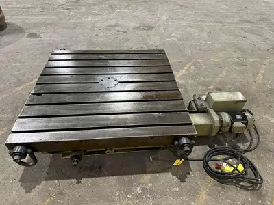 60" X 60" SHIBAURA MODEL #BFT-13CW2 T-SLOTTED ELECTRIC POWERED ROTARY TABLE: STOCK #19526
