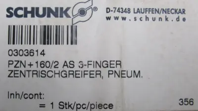 NEW SCHUNK PZN+160/2-AS UNIVERSAL GRIPPER PZN1602AS 3 FINGER 0303614