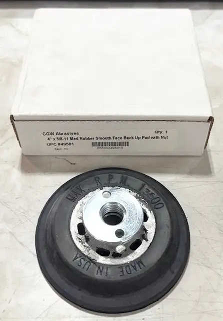 CGW 4" x 5/8-11 Medium Rubber Smooth Face Back-Up Pad with Nut