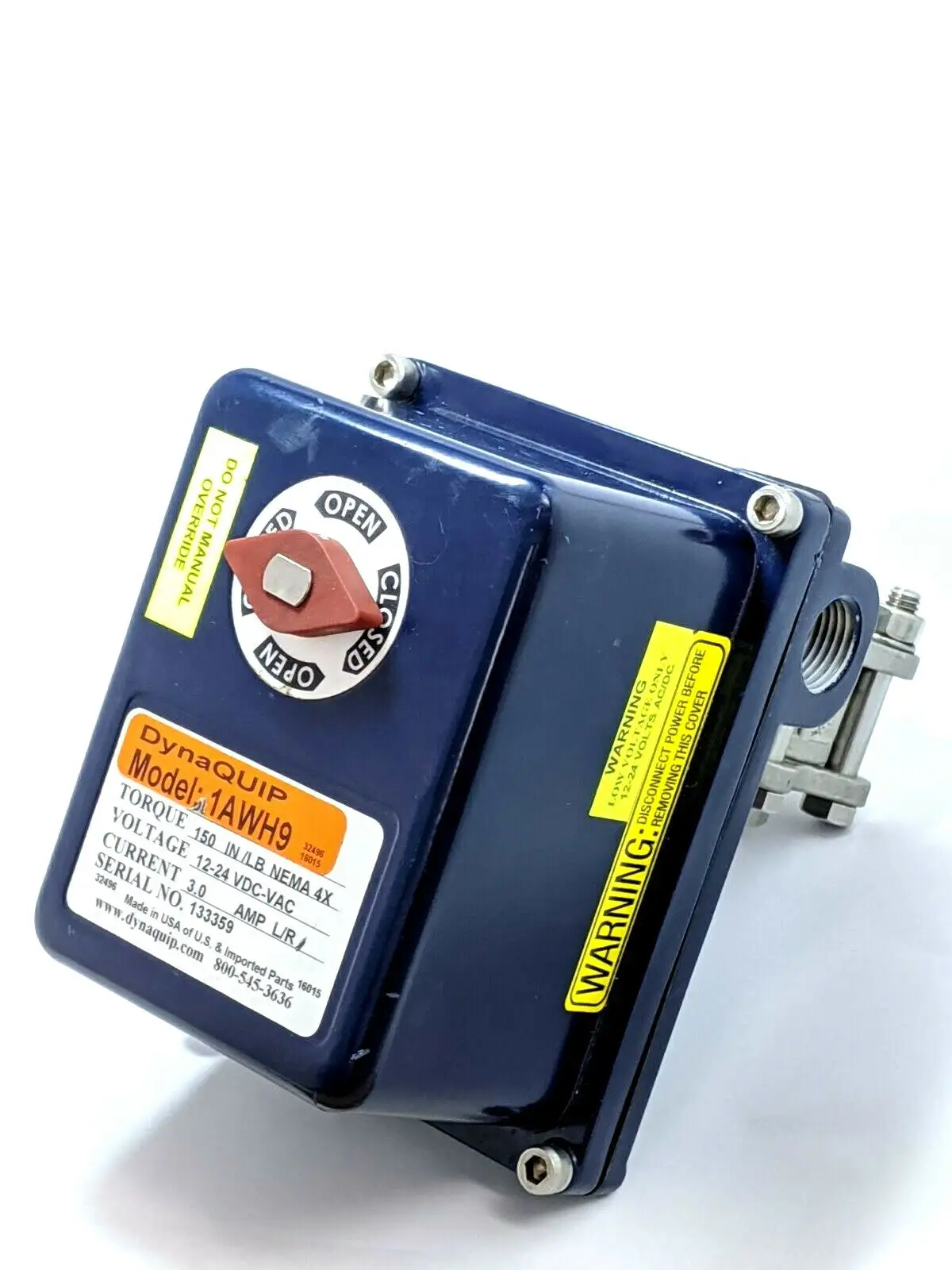 USED DYNAQUIP ELECTRONIC ACTUATED BALL VALVE 150 IN/LB