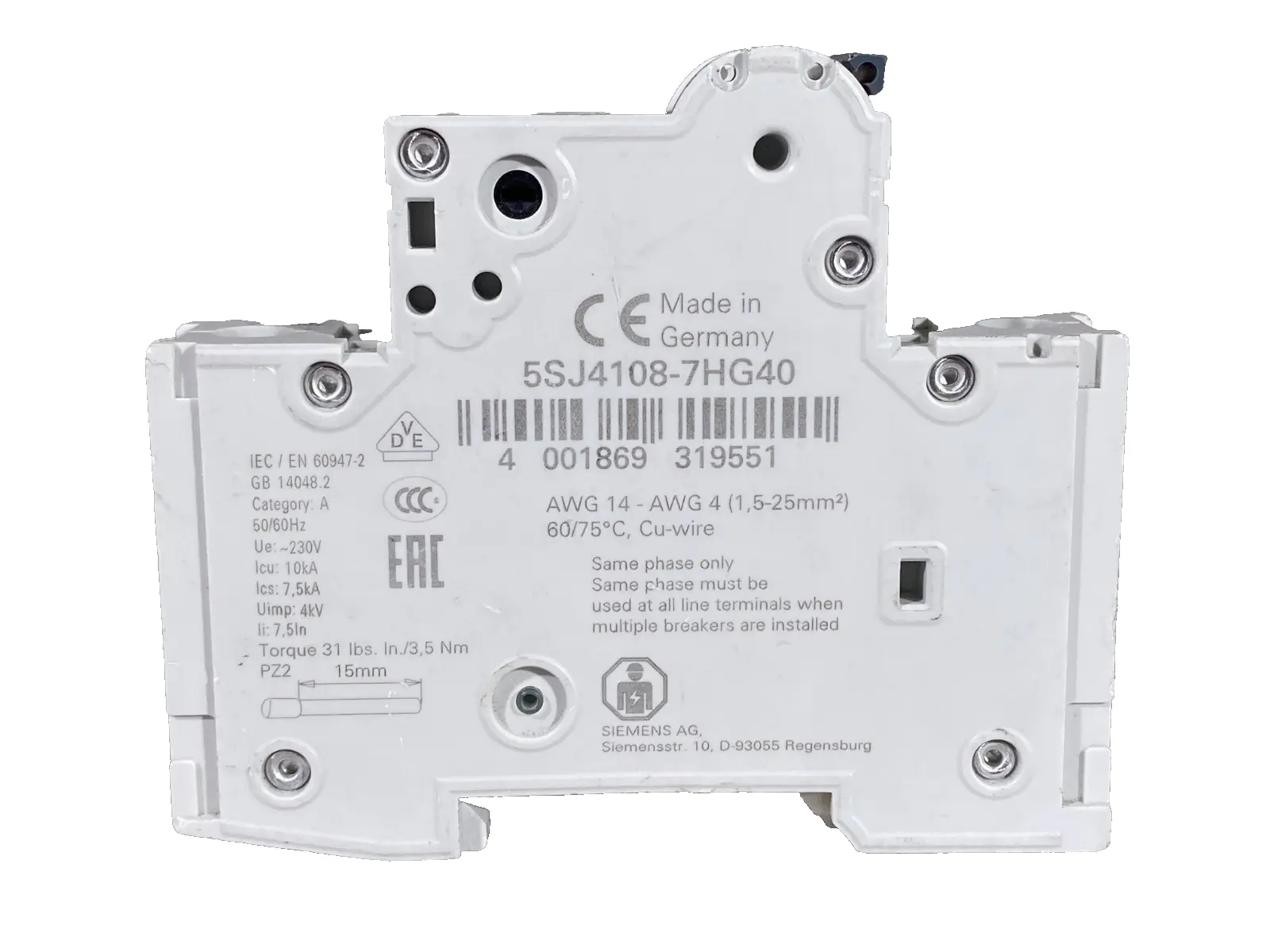 Used Siemens 5SJ4108-7HG40 Circuit Breakers California US | Heavy Wall Consulting #1310644