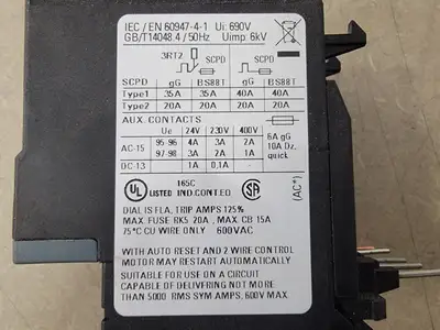 USED SIEMENS 3RU21161FB0