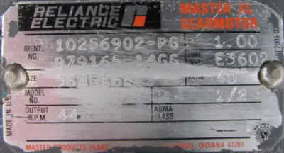 USED RELIANCE ELECTRIC 56WG16B GEARMOTOR 40:1 1/2HP 230/460V P56H3884M