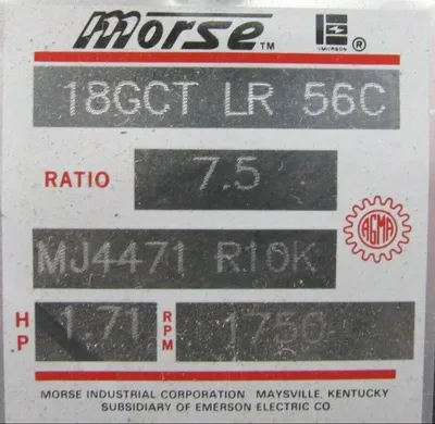 NEW MORSE 18GCTLR56C GEAR REDUCER 7.5:1 MJ4471R10K