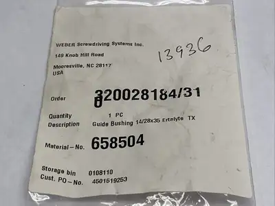 New | in-Stock WEBER SCREWDRIVING SYSTEMS 658504 Valves/Fittings | Maverick Industrial Sales #1109528