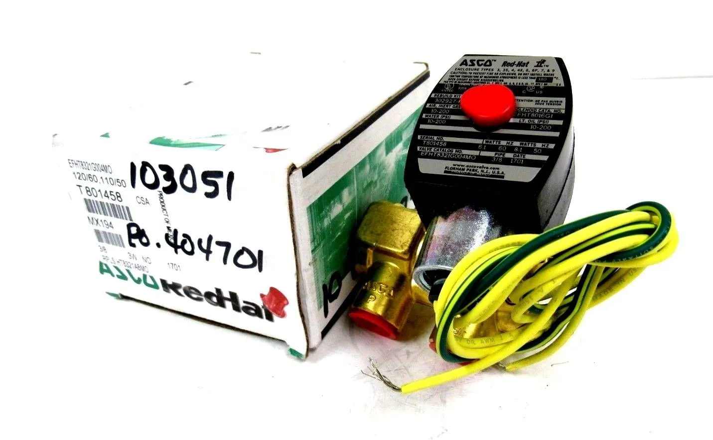 NEW ASCO EFHT8321G004M0 SOLENOID VALVE 120/60 110/50 3/8" 3W