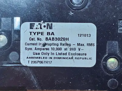 Used EATON BAB3020H Switchgears British Columbia CA | Lenmark #1438485