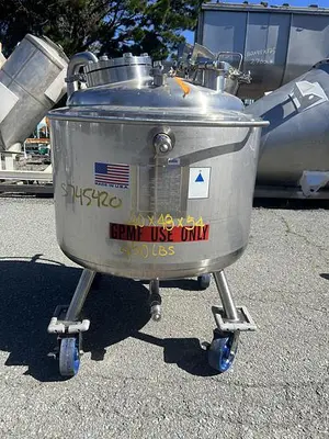 Reactor, 40 Gallon (150 Liters), 316L Stainless Steel, Jacketed, 45 PSI Internal #S745420