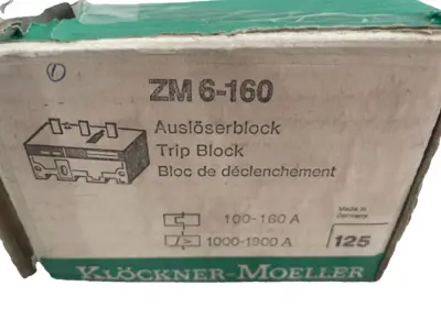 NEW KLOCKNER MOELLER ZM 6-160 TRIP BLOCK ZM6160