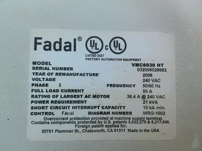 Used 2006 FADAL VMC6030 HT Vertical Machining Centers Ohio US | HGR 24 #1520034