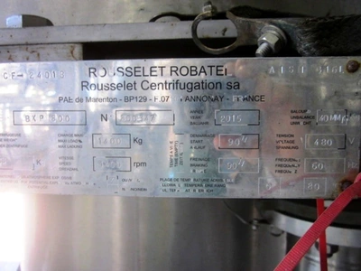 (6) Robatel BXP 800 centrifugal extractors, 316L SS.