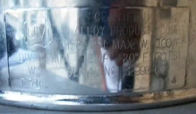 Tank, 6 Gallon, 316L Stainless Steel, Pressure, 9" x 25", Alloy #S741350