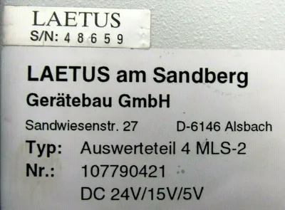 NEW LAETUS 107790421 ARGUS 4 BAR CODE READER AUSWERTETEIL 4 MLS-2 107790041