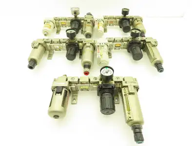 SMC Pneumatic Air Filter Regulator Check Valve Lubricator Assembly Lot of 5