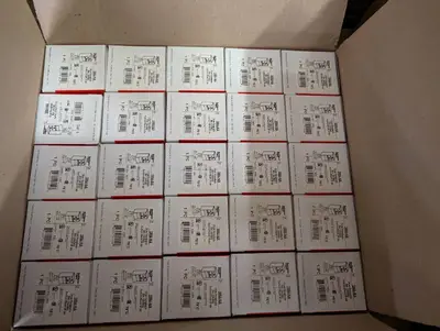 Case of 25 dryer receptacles, 2 cases of outlet covers and other electrical supplies