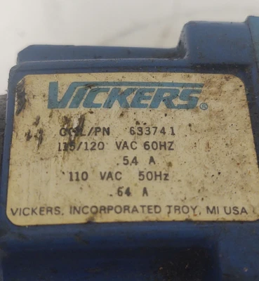 🔥Eaton Vickers Single Solenoid Hydraulic Valve H90SUE 115V Coil 633741