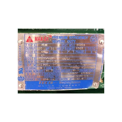 20HP TECO Westinghouse Severe Duty TEFC motor, 256T frame [1765 RPM] Unused!