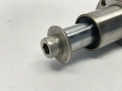 USED MISUMI CENTER FLANGED LINEAR BALL BEARING 20MM DIAMETER W/ SHAFT 200MM