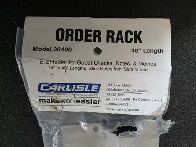 New | in-Stock Carlisle New 48" Carlisle 38480 Aluminum Wall Mounted Ticket Holder Food, Restaurant, & Bakery Parts & Accessories Illinois US | Falcon Restaurant Supply #1373748