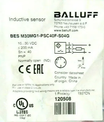 NEW BALLUFF BES M30MG1-PSC40F-S04G INDUCTIVE SENSOR BESM30MG1PSC40FS04G