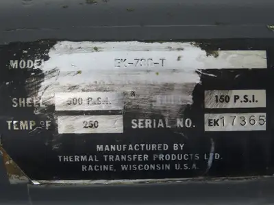 Thermal Transfer EK-736-T Oil Cooler Shell & Tube Heat Exchanger 2-Pass