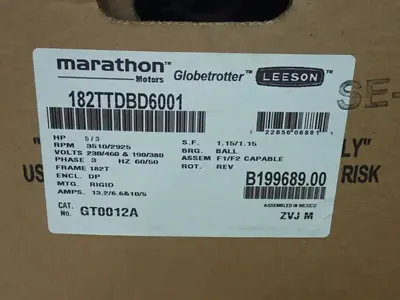 NEW LEESON / MARATHON MOTORS 182TTDBD6001