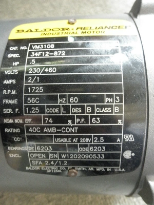 USED BALDOR RELIANCE VM3108