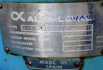 (3) Alfa-Laval MAB 205S-29-60 oil purifiers, SS.